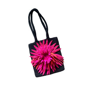 Felted Wool Tote Bag 3D Flower Fairy Resort Tropical Vacay Boho Funky Hippie